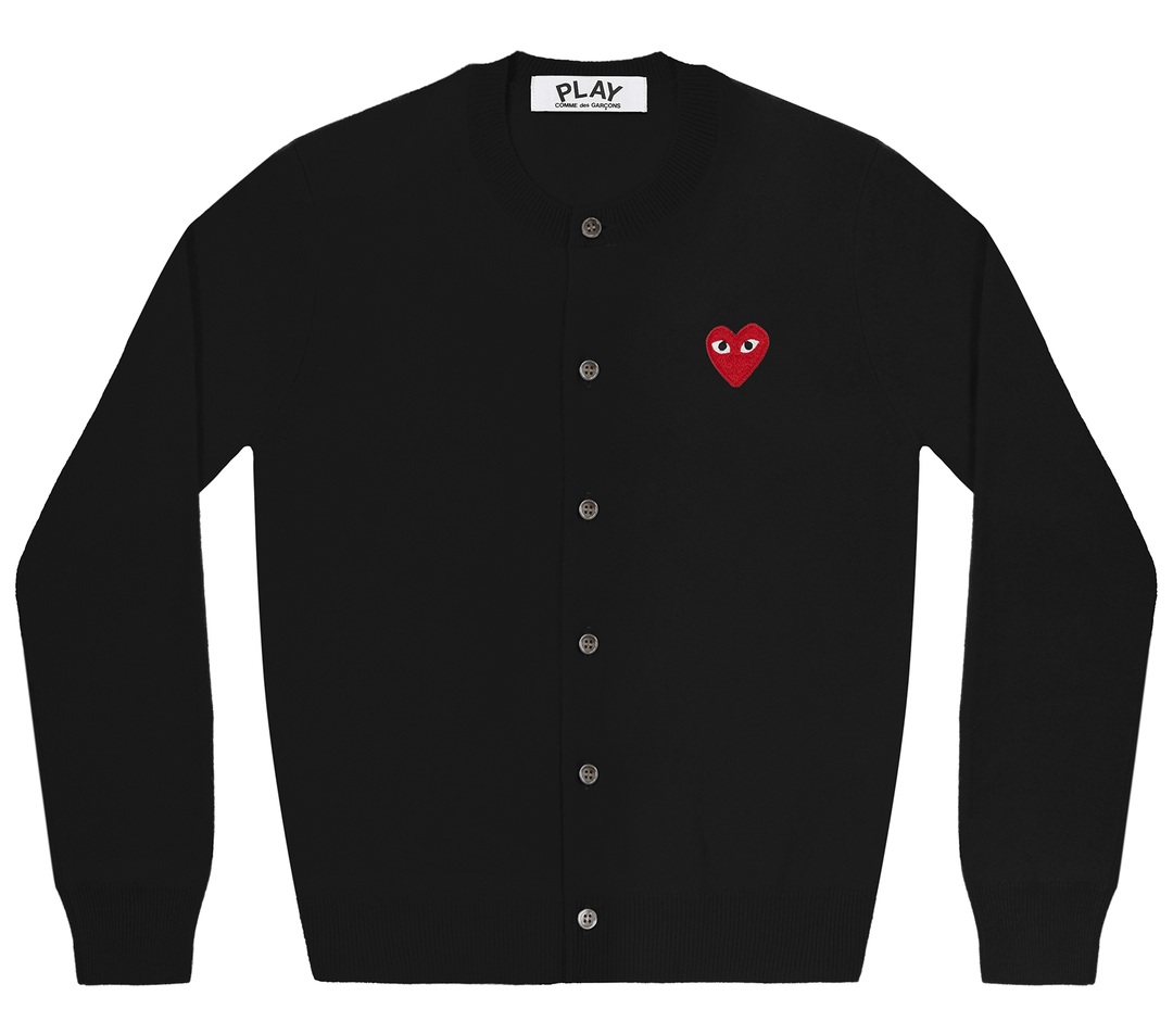 COMME-des-GARCONS-PLAY-Red-Emblem-Cardigan-Women-Black-1