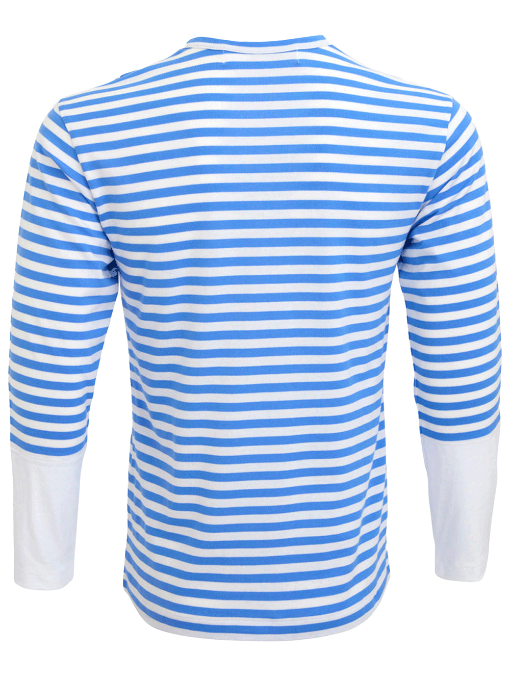 COMME-des-GARCONS-PLAY-Striped-Small-Red-Heart-Tee-Men-Blue-2