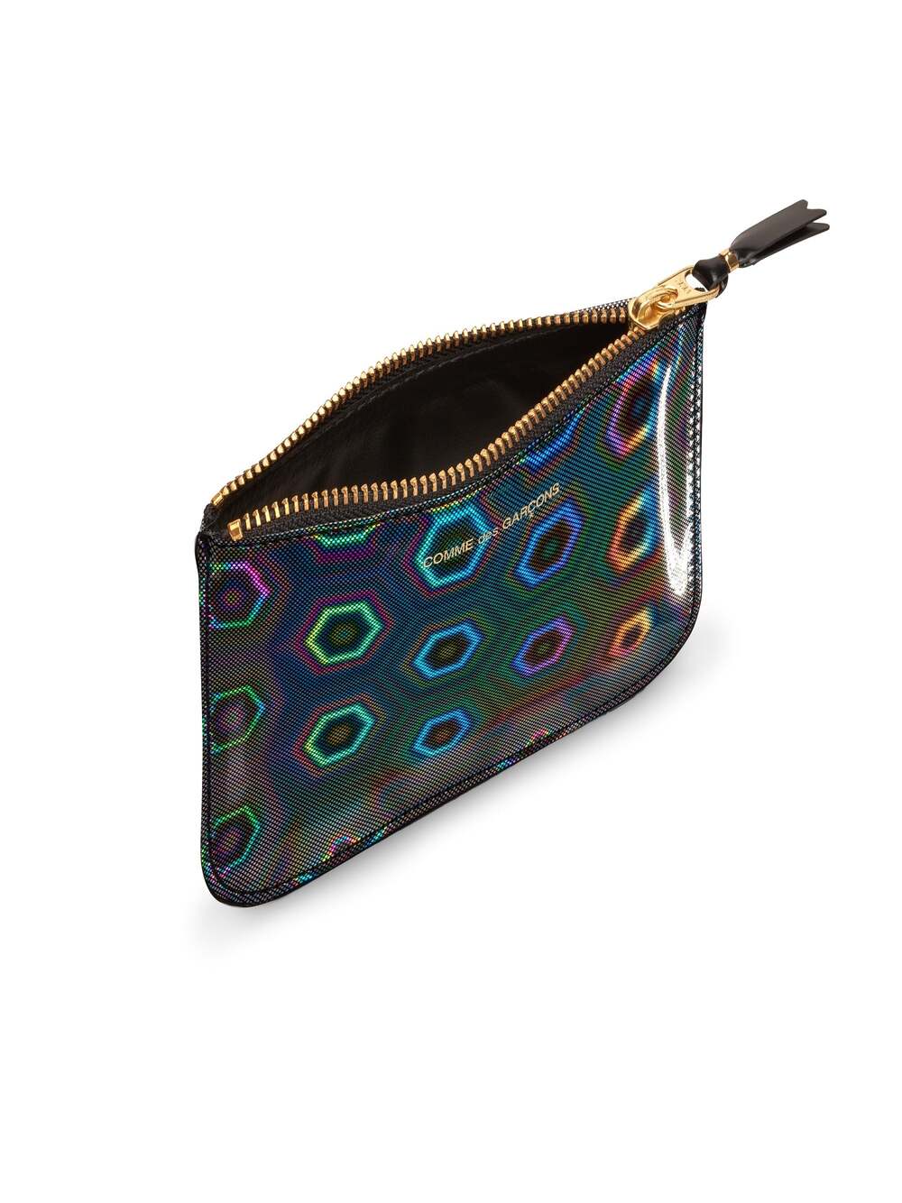 COMME des GARCONS WALLET Black Rainbow Hologram Small Pouch Black 2