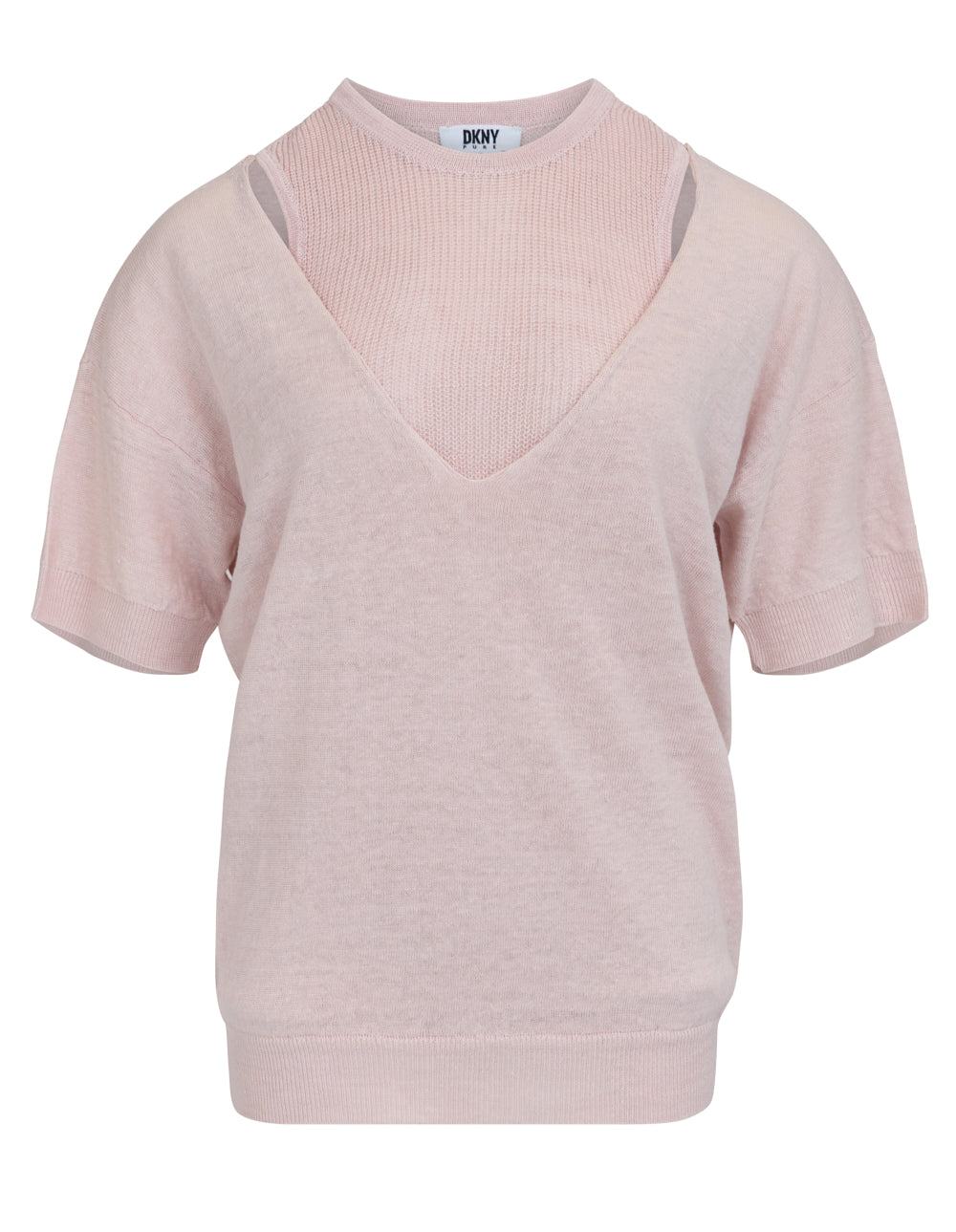 DKNY Linen Twofer Sweater Pink 1