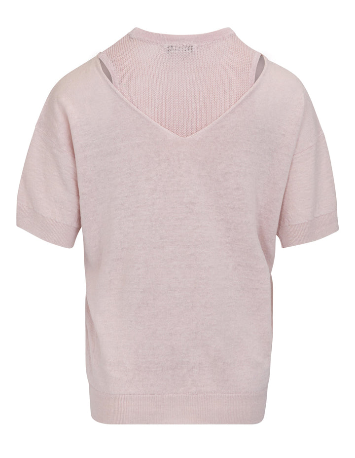 DKNY Linen Twofer Sweater Pink 2