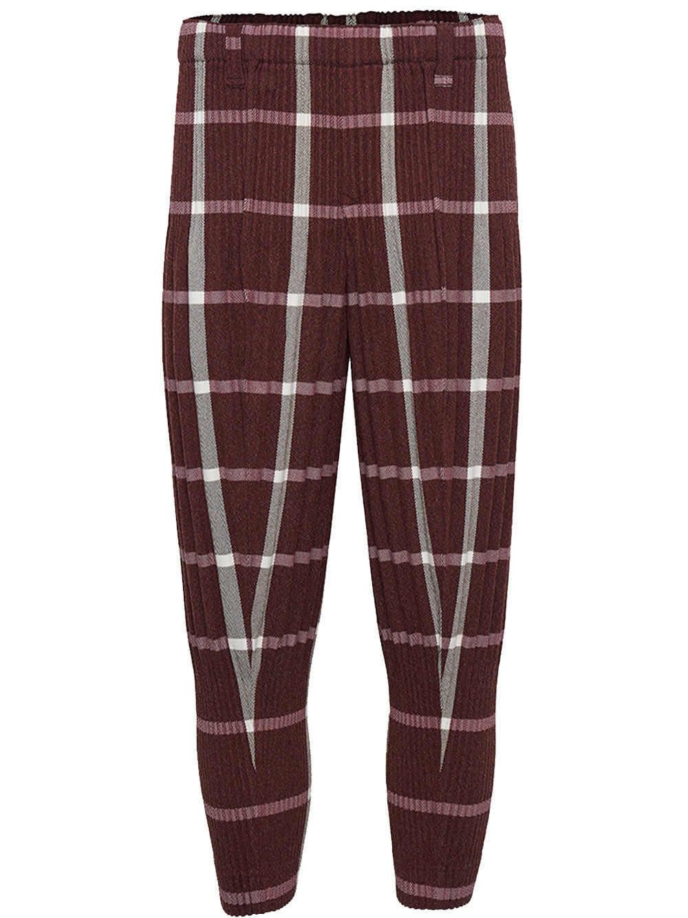 HOMME PLISSE ISSEY MIYAKE-Tweed Pleats Pants-Red Check-1