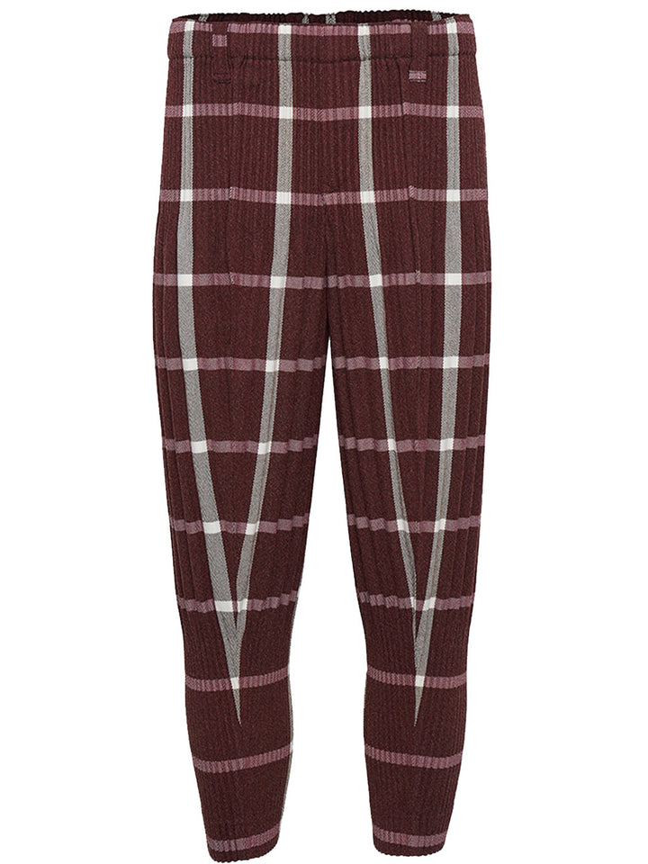 HOMME PLISSE ISSEY MIYAKE-Tweed Pleats Pants-Red Check-1