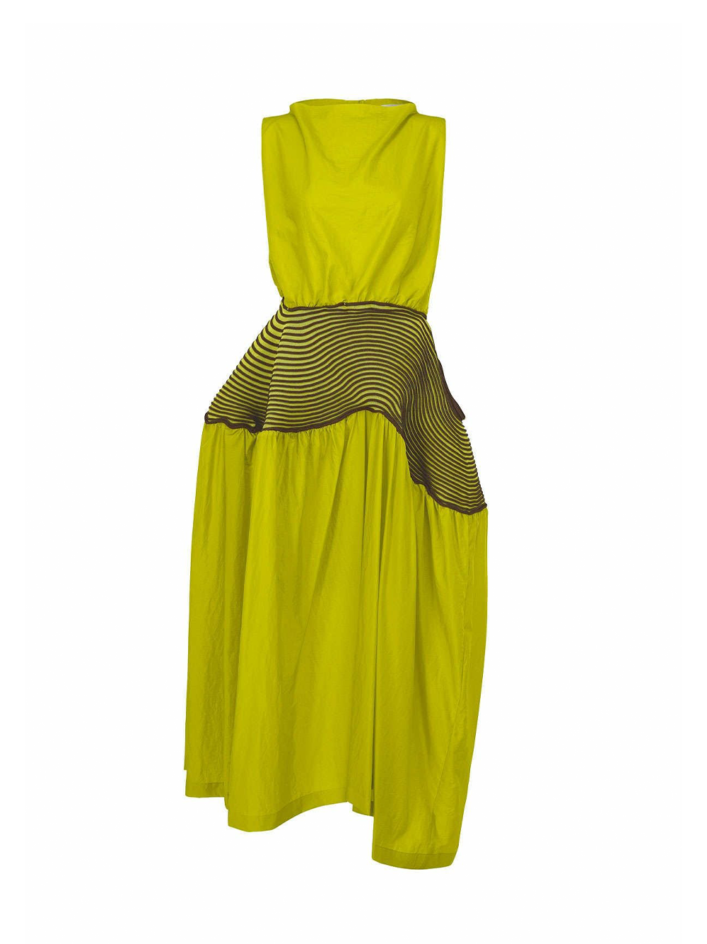 Issey Miyake Winding Solid Sleeveless Dress Yellow 1