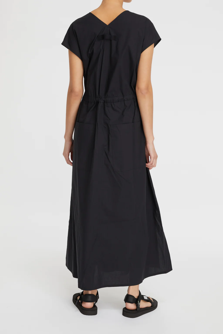 Lee-Mathews-Poplin-V-Neck-Dress-Black-2