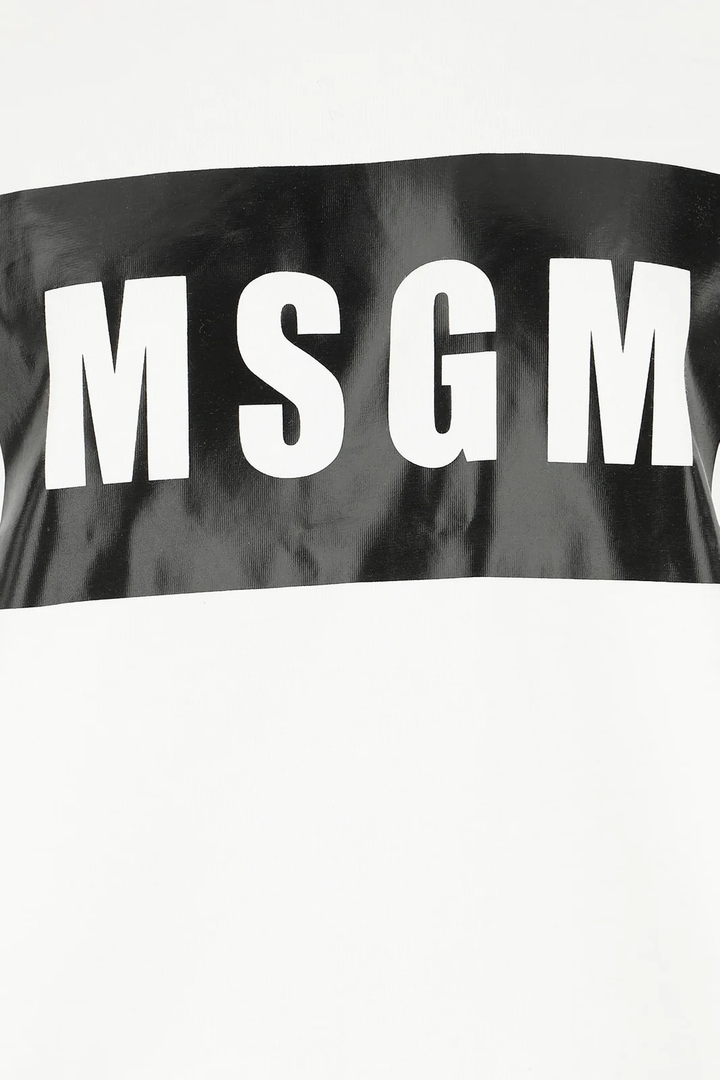 Msgm Black Box Logo Cotton Tee White 3