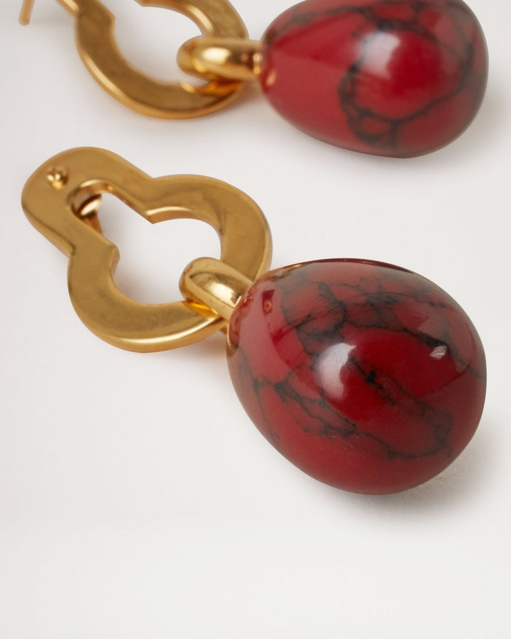 Mulberry Amberley Baroque Resin Earrings Red 2