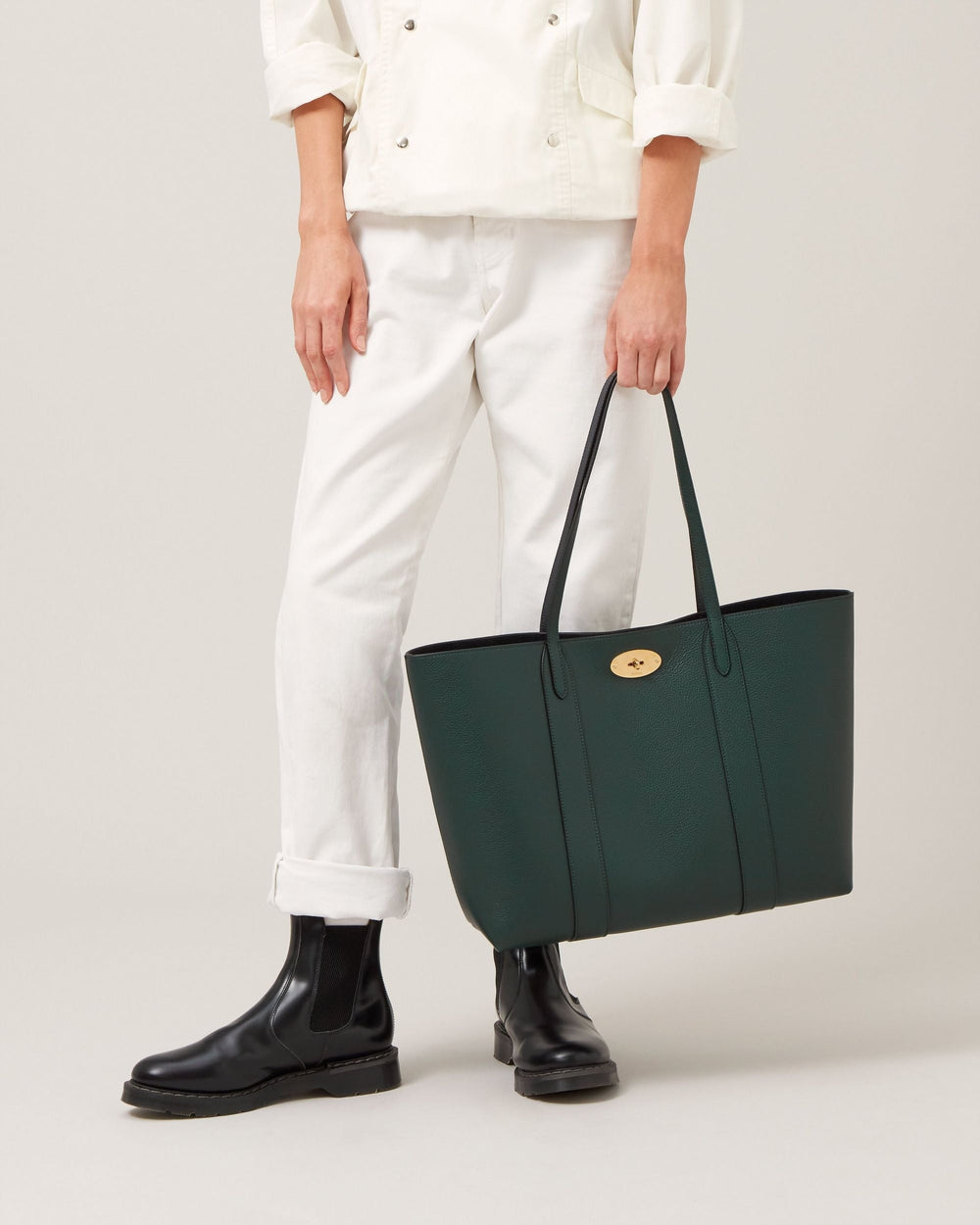 Mulberry Bayswater Tote Small Classic Grain Dark Green 2