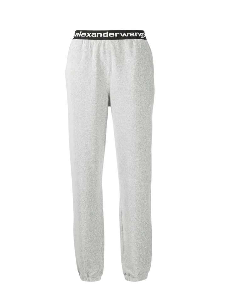 T By Alexander Wang Stretch Corduroy Pants With Logo Grey 1