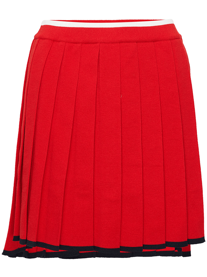 Thom-Browne-Contrast-Tipping-Thigh-Length-Pleated-Skirt-Red-1