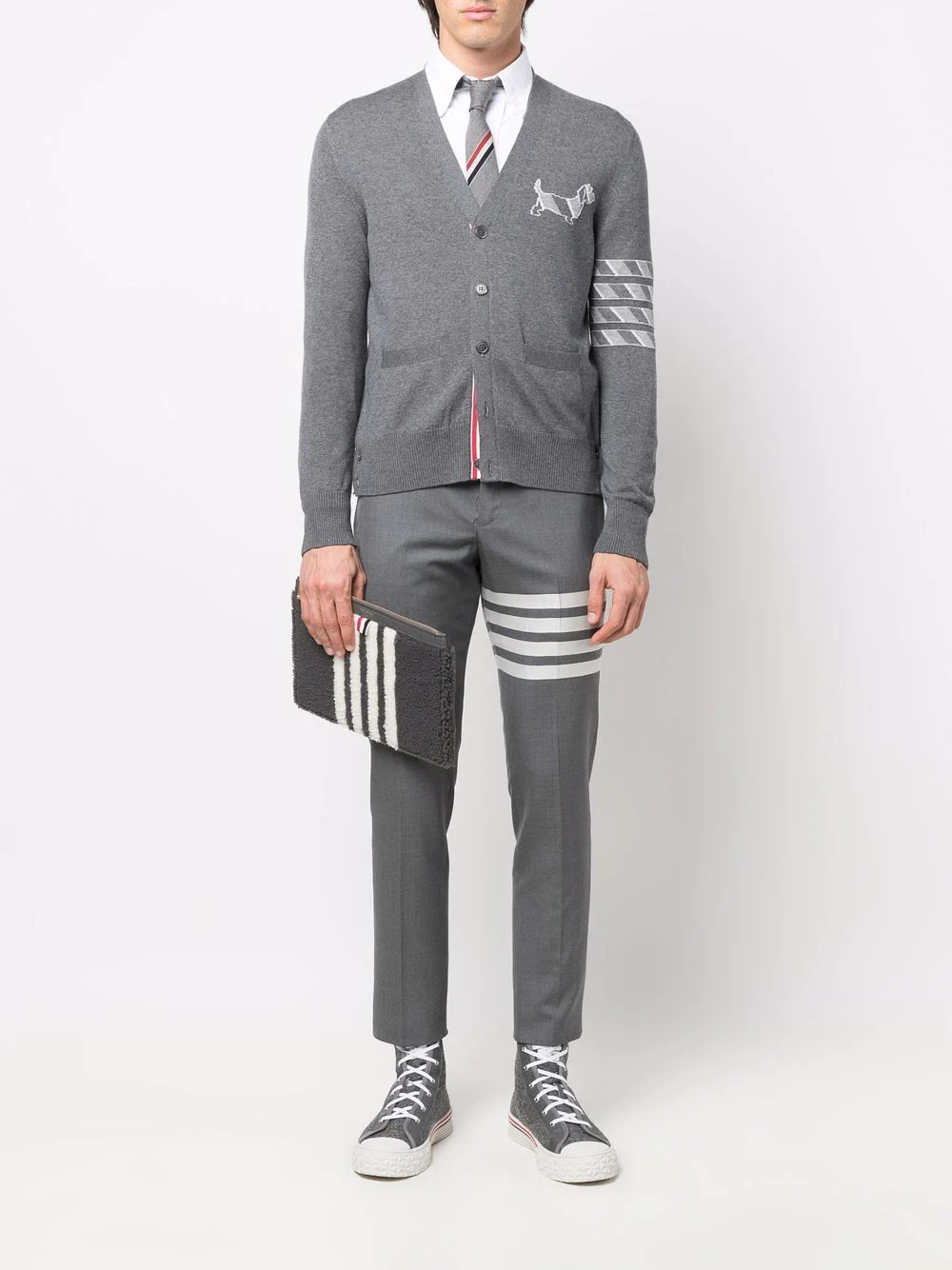 Thom Browne 4Bar And Hector Lobster Icons Cardigan Grey 2