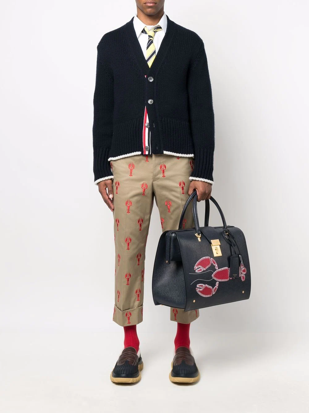 Thom Browne Chunky Lobster Icon Intarsia Cardigan Navy 2