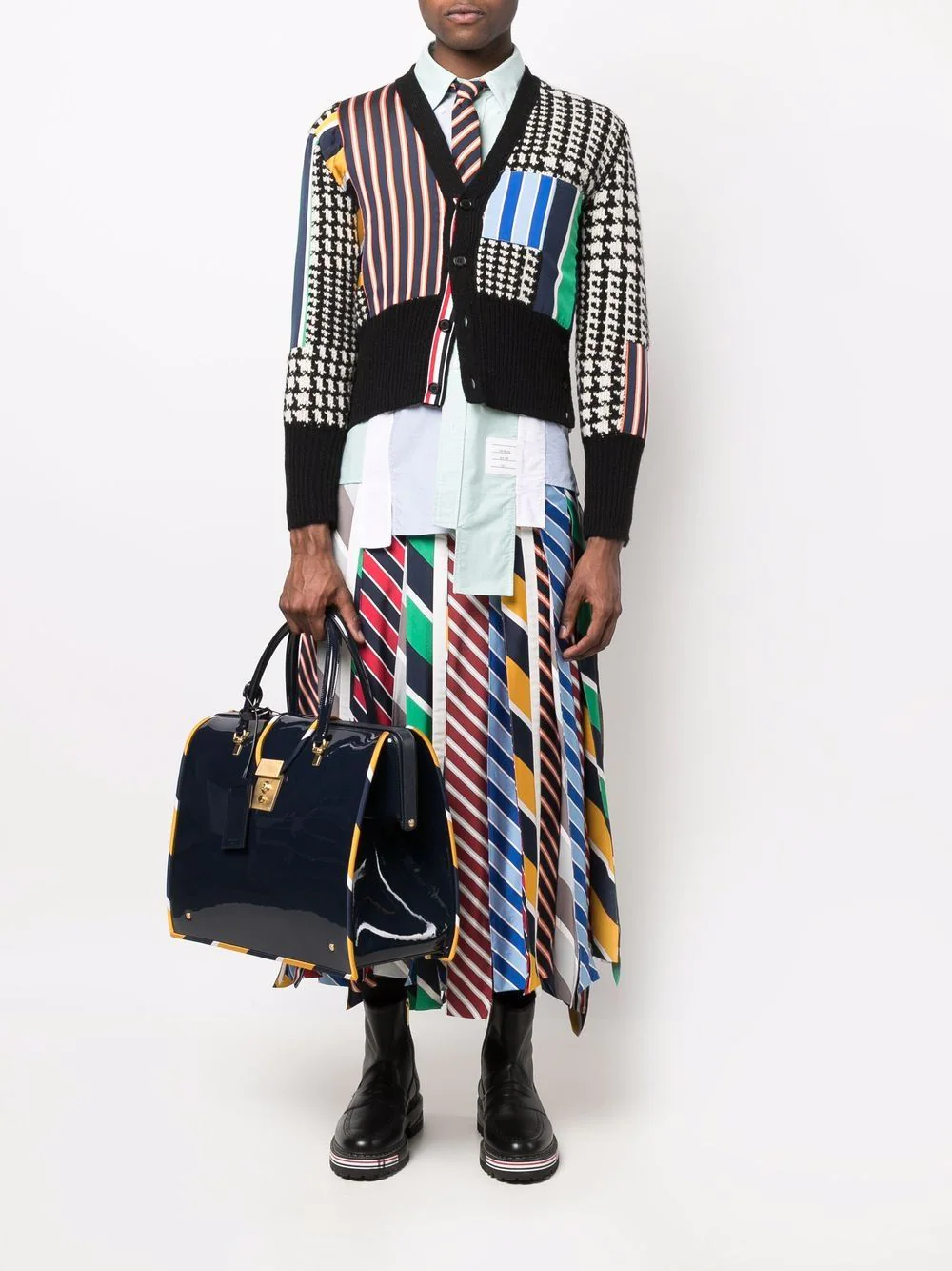 Thom Browne Rep Stripe Patchwork Cardigan Multi 2