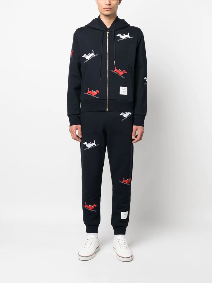 Thom Browne Skiing Hector Embroidery Holiday Sweatpants Navy 2