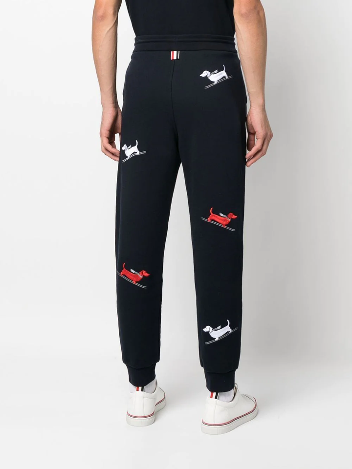 Thom Browne Skiing Hector Embroidery Holiday Sweatpants Navy 4
