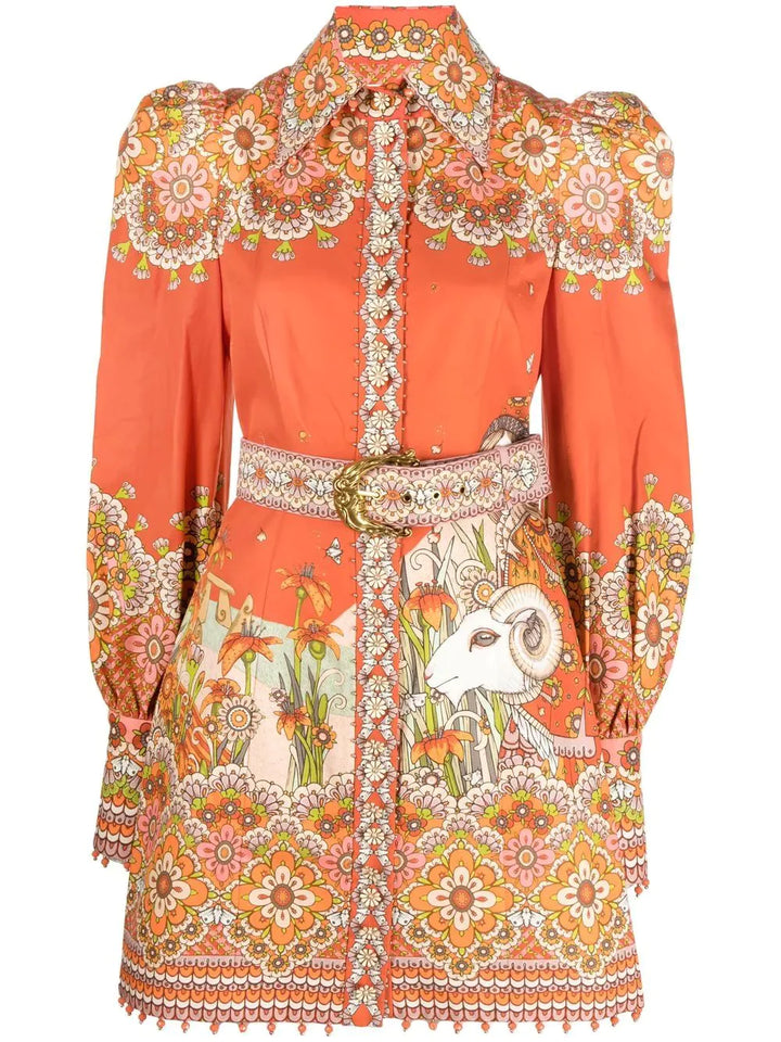 Zimmermann Kaleidoscope Aries Shirt Dress Orange 1