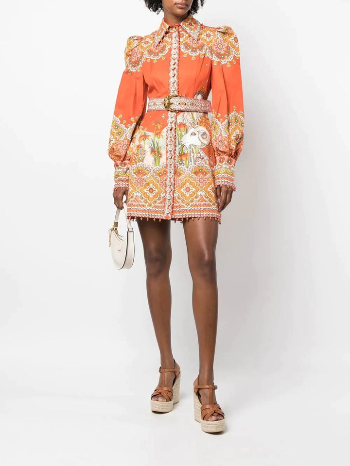 Zimmermann Kaleidoscope Aries Shirt Dress Orange 2