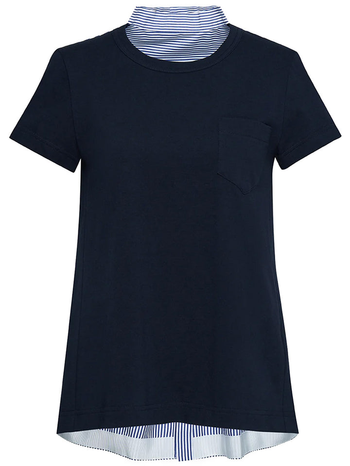 sacai Chest Pocket Back Strip T-Shirt Navy 1