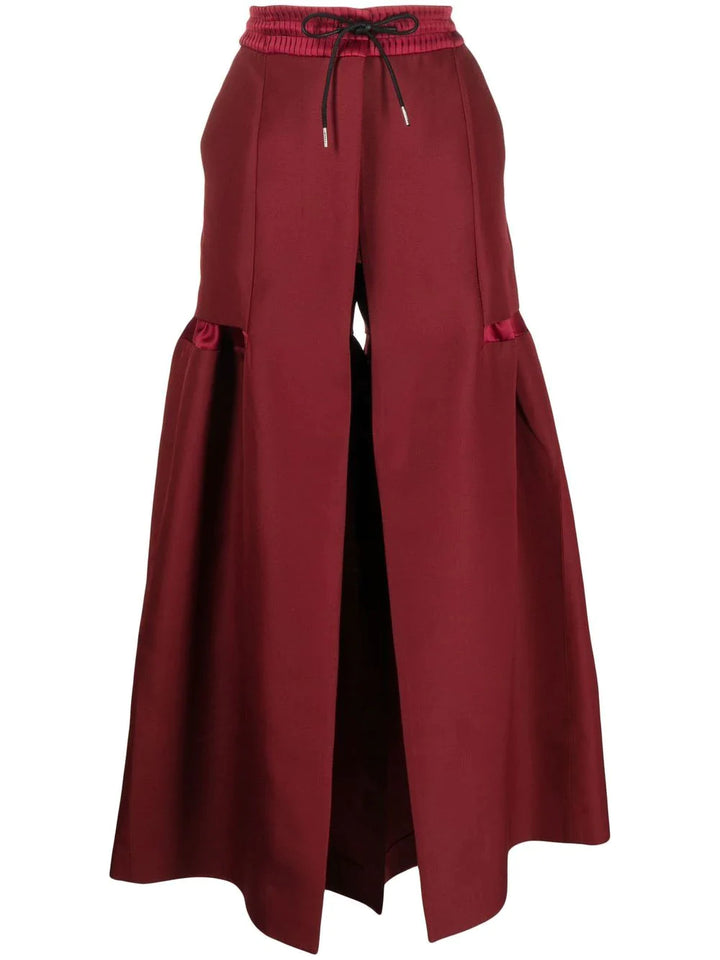 sacai Silk Wool Pants Red 1